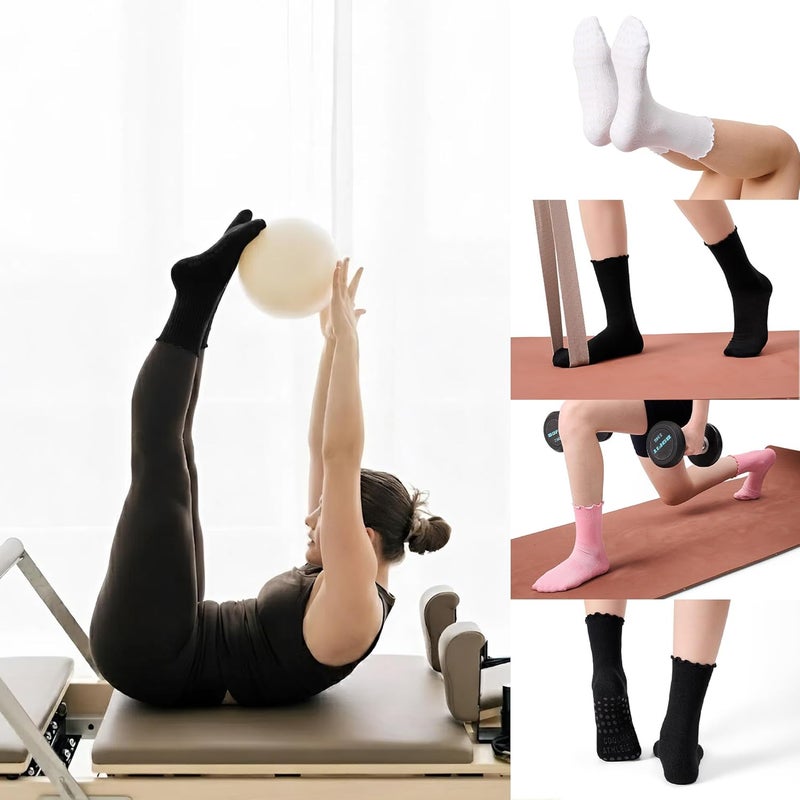 CoolMate Store Pilates Socks with Grips for Women, Yoga Socks, Crew Non Slip Women for Barre, Pilates Gifts - Image 3